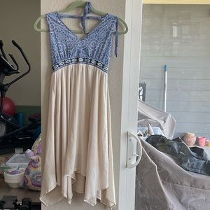 Flying Tomato blue/cream lined sundress. Size Small